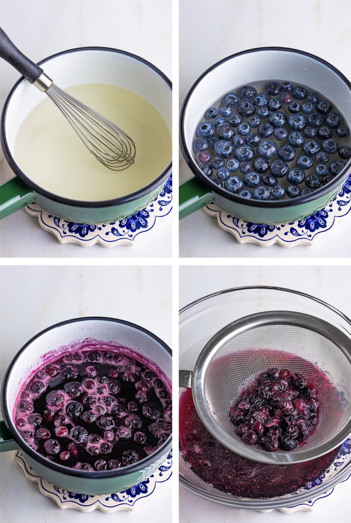 collage of images showing how to make Blueberry Syrup