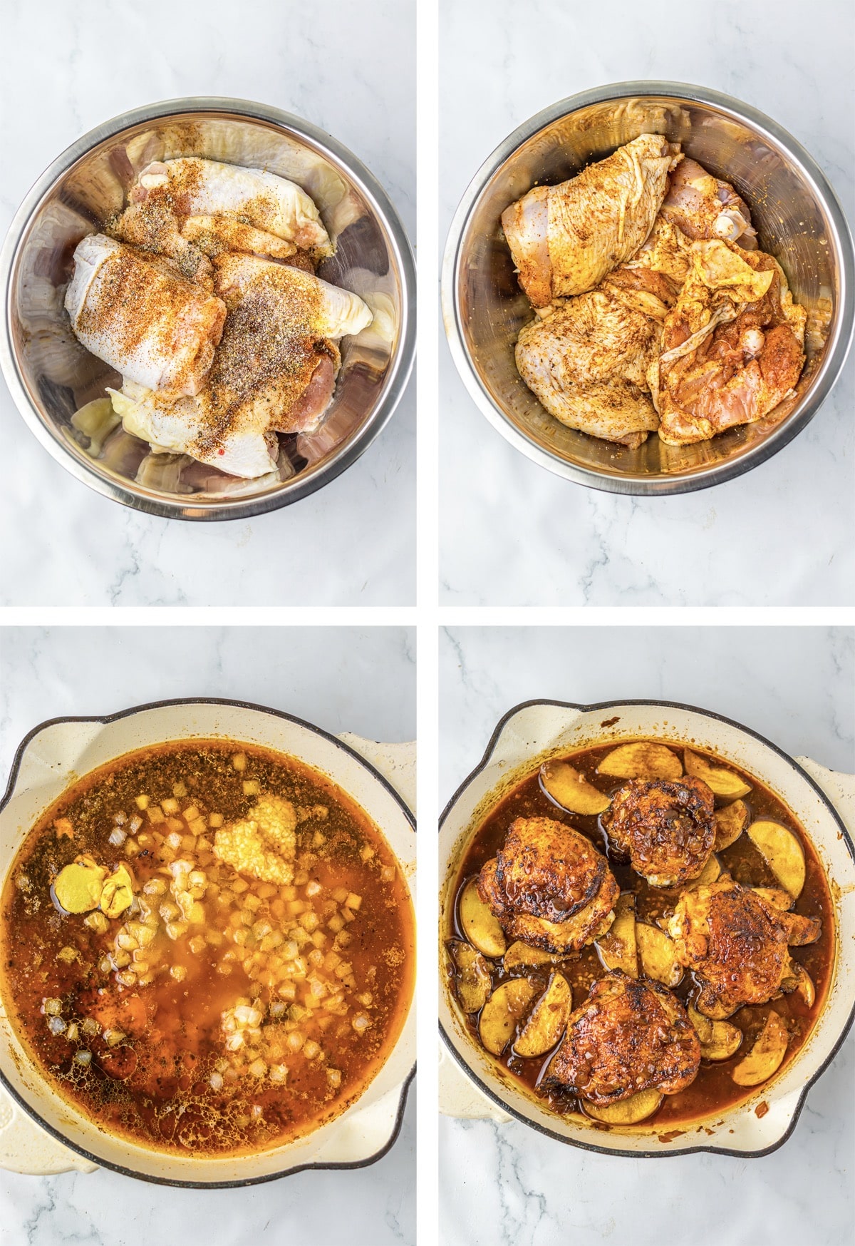 collage of images showing how to make Apple Cider Chicken