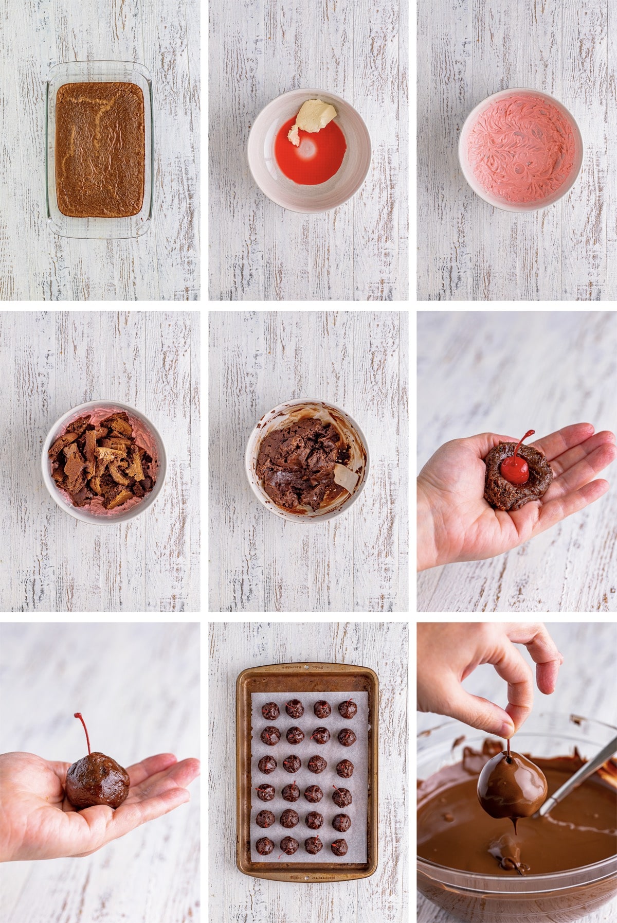 collage of images showing how to make Brownie Truffles