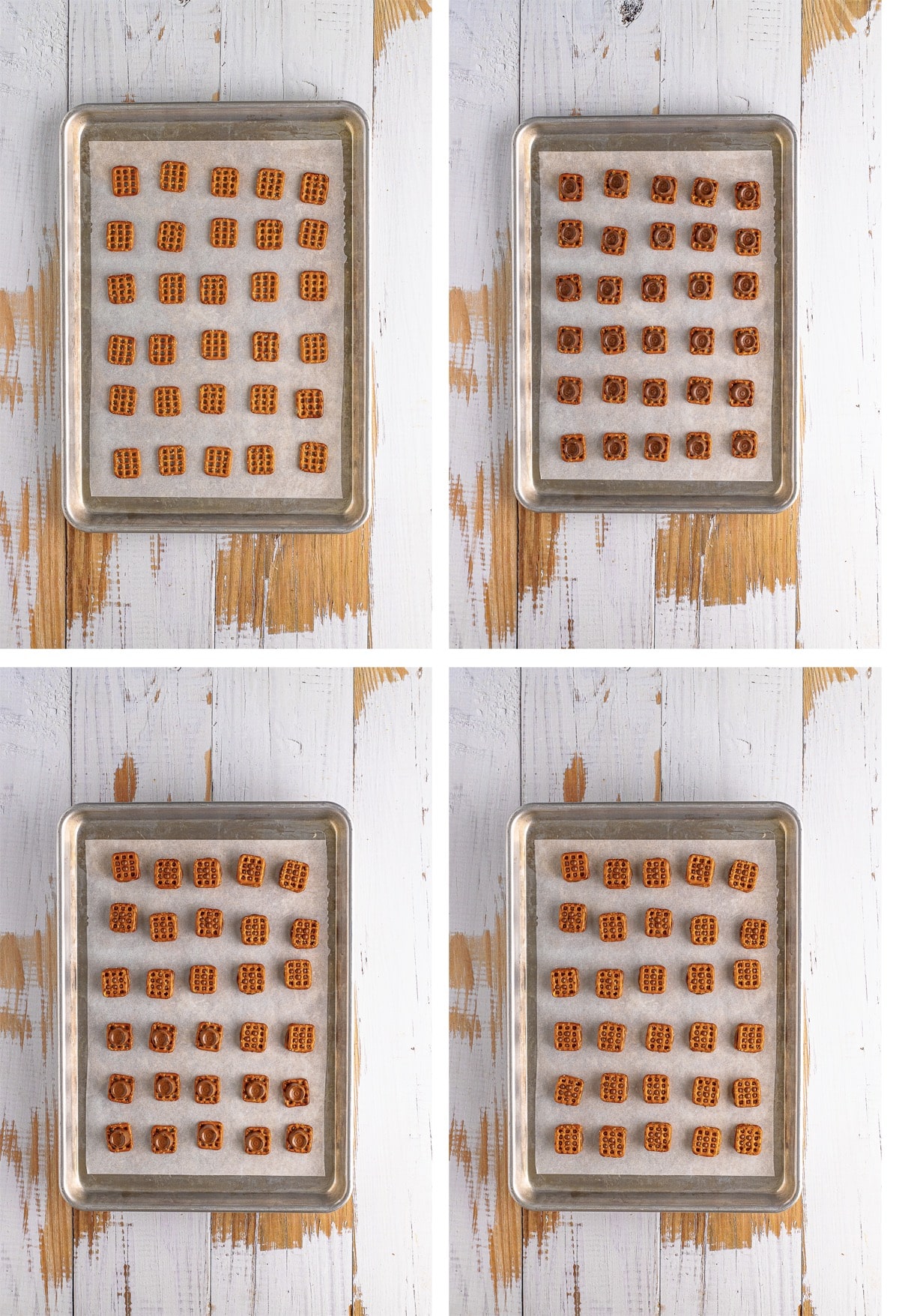 collage of images showing how to make Rolo Pretzel Recipe