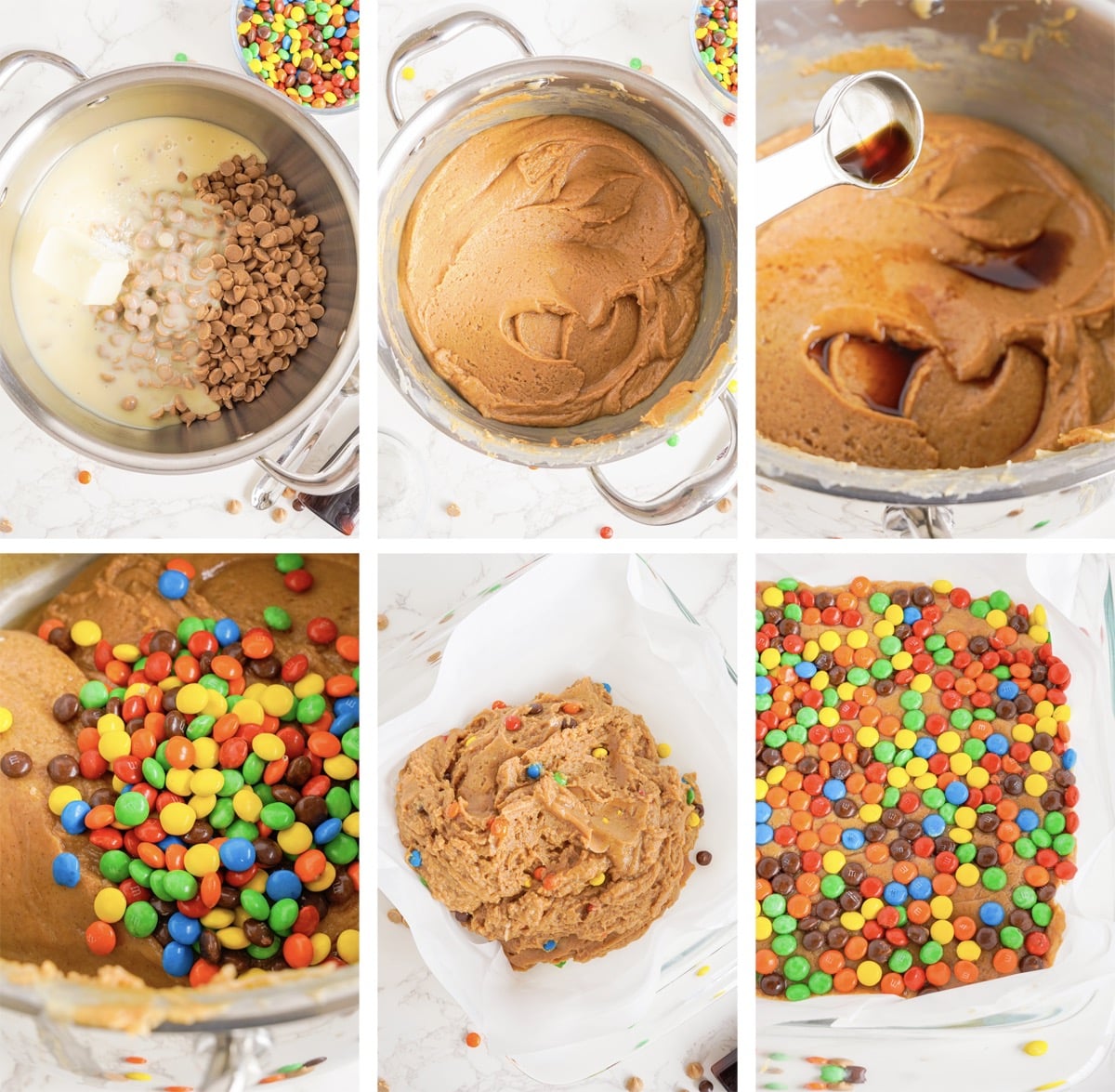 collage of images showing how to make Peanut Butter Fudge