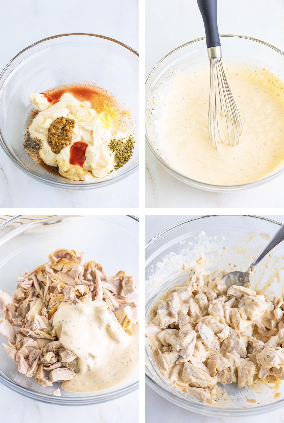 collage of images showing how to make Rotisserie Chicken Salad