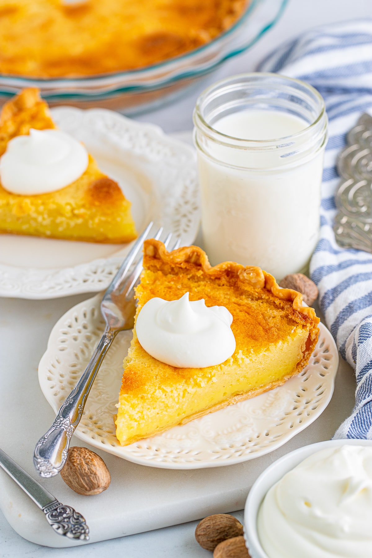 slices of Buttermilk Pie on white plates