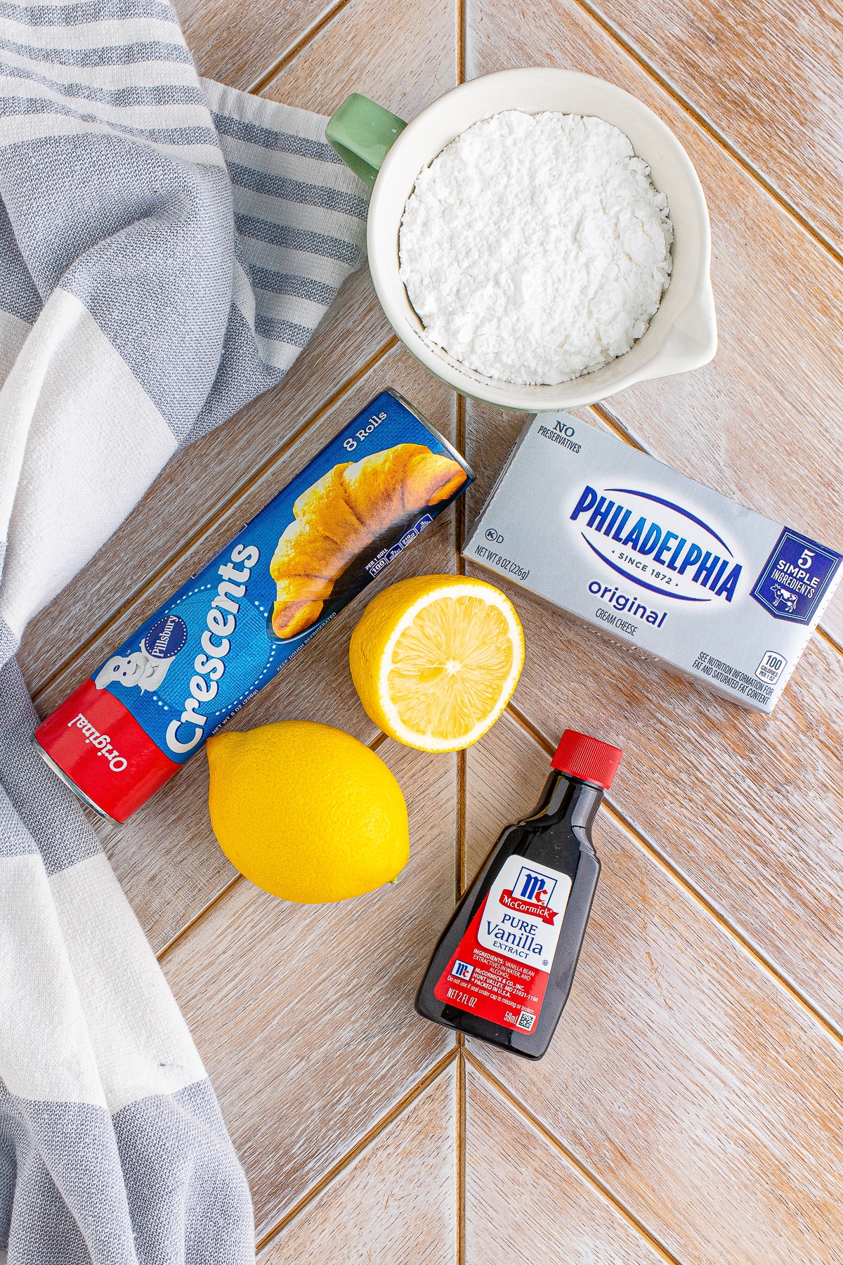 ingredients needed to make Lemon Cheesecake Crescent Rolls