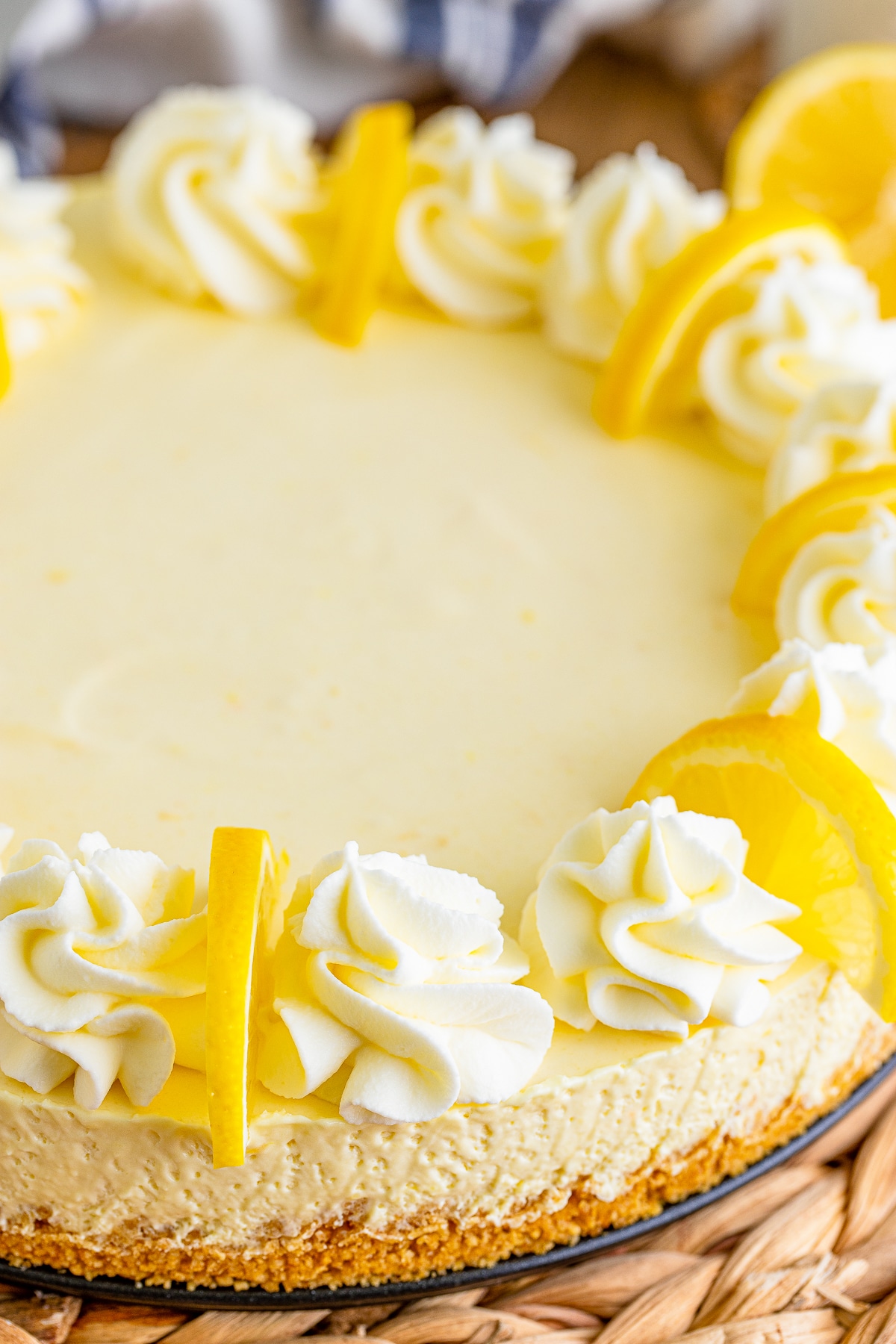 up close image of Lemon Cream Pie with garnishes