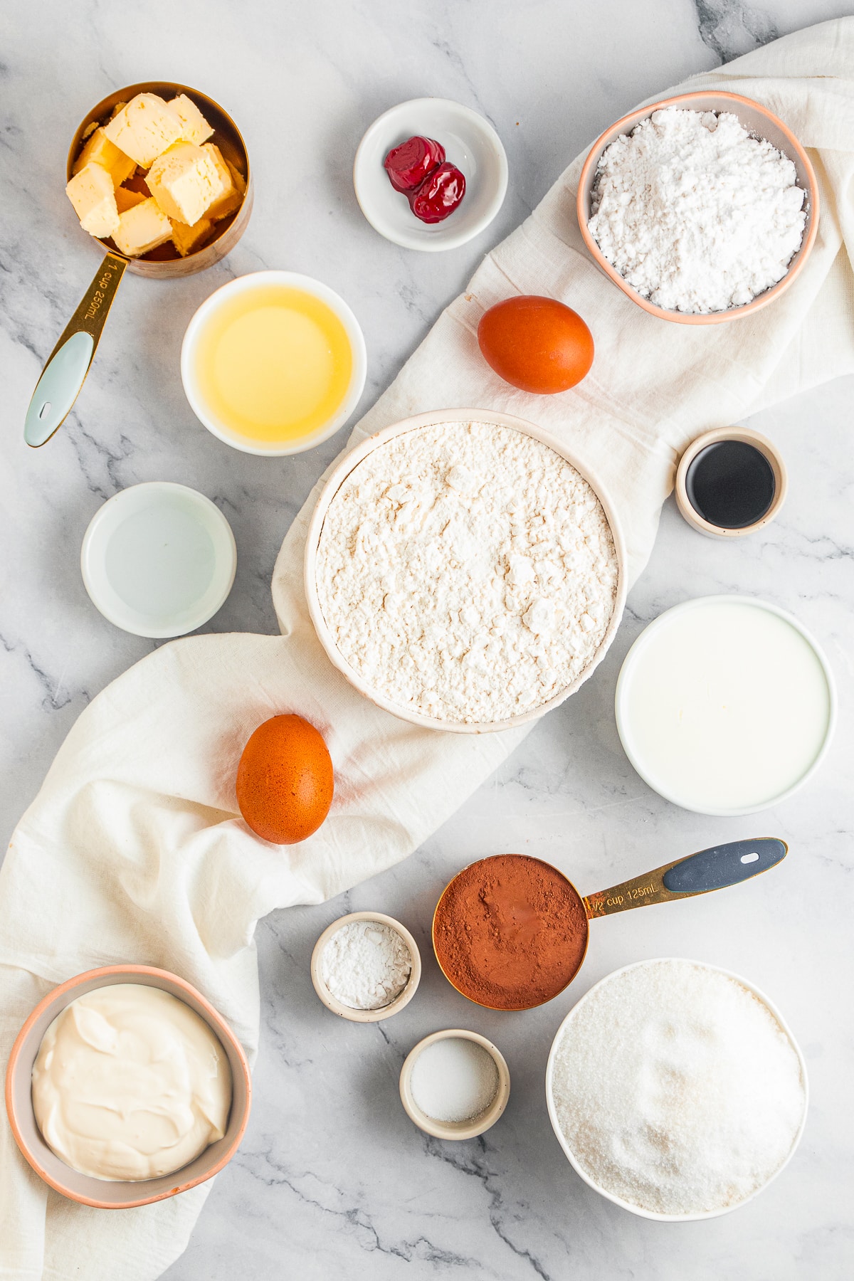 ingredients needed to make Red Velvet Bundt Cake