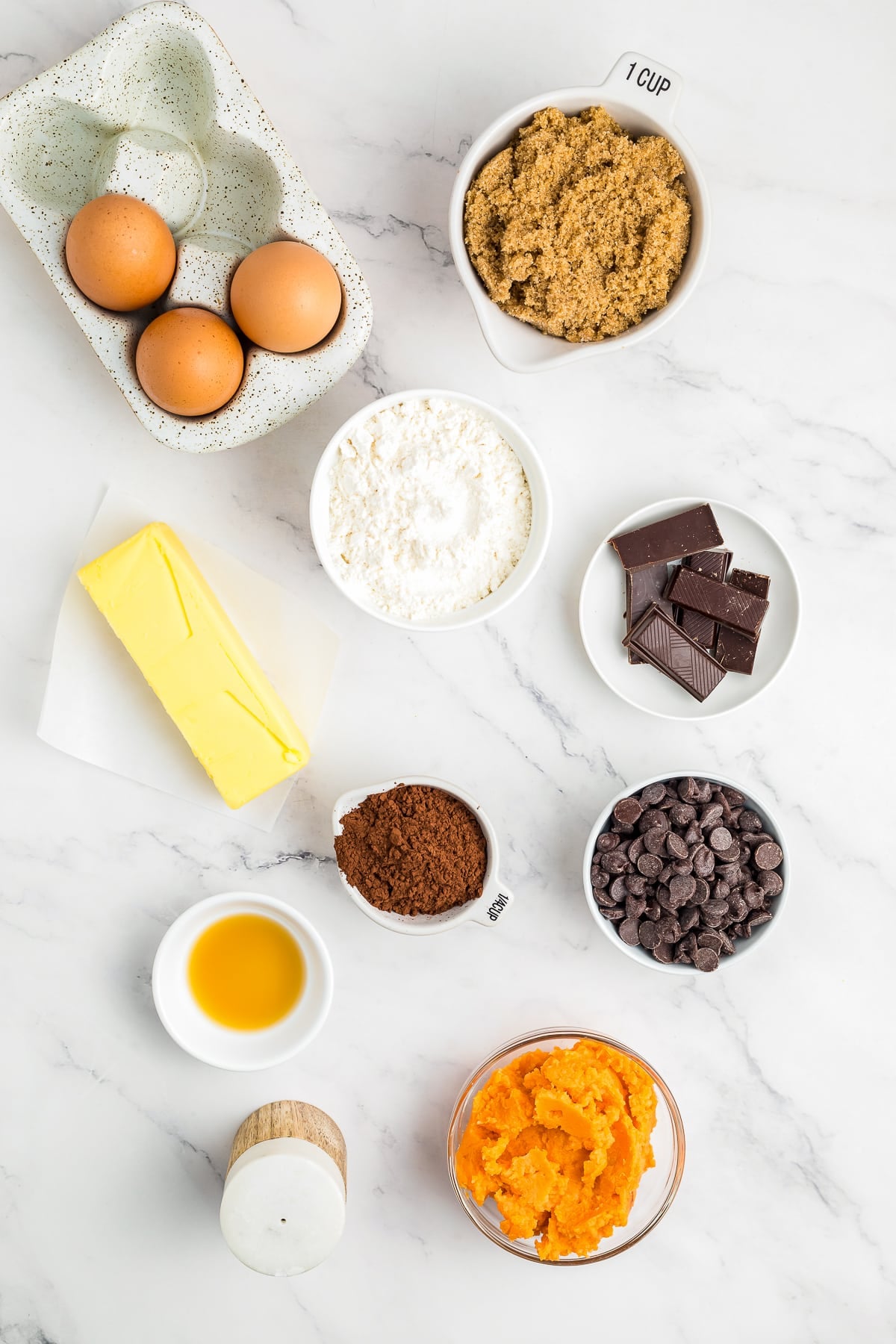 ingredients needed to make Sweet Potato Brownies
