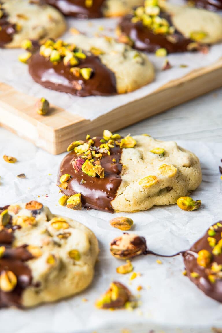 Chocolate Dipped Pistachio Cookies Recipe