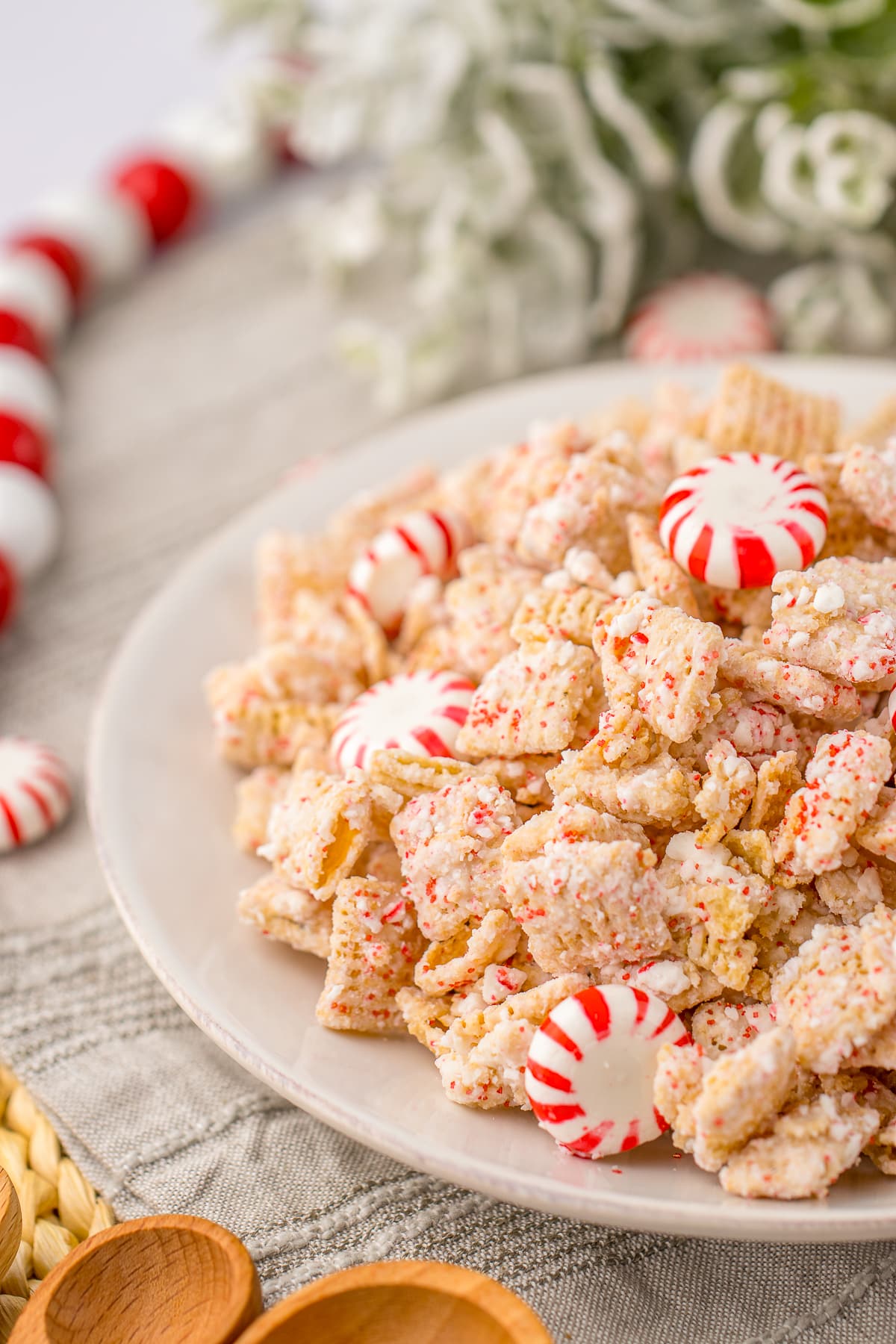 side image of White Chocolate Chex Mix Recipe on plate
