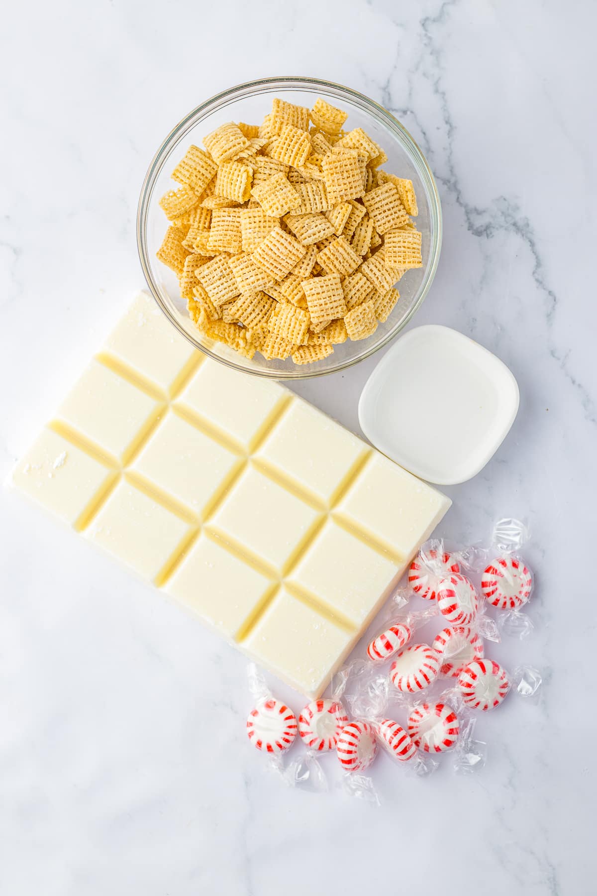ingredients needed to make White Chocolate Chex Mix Recipe