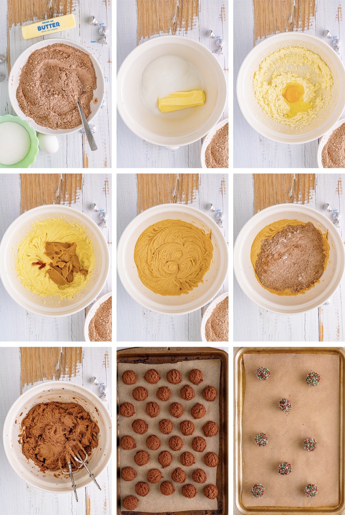 collage of images showing how to make Blossom Cookies