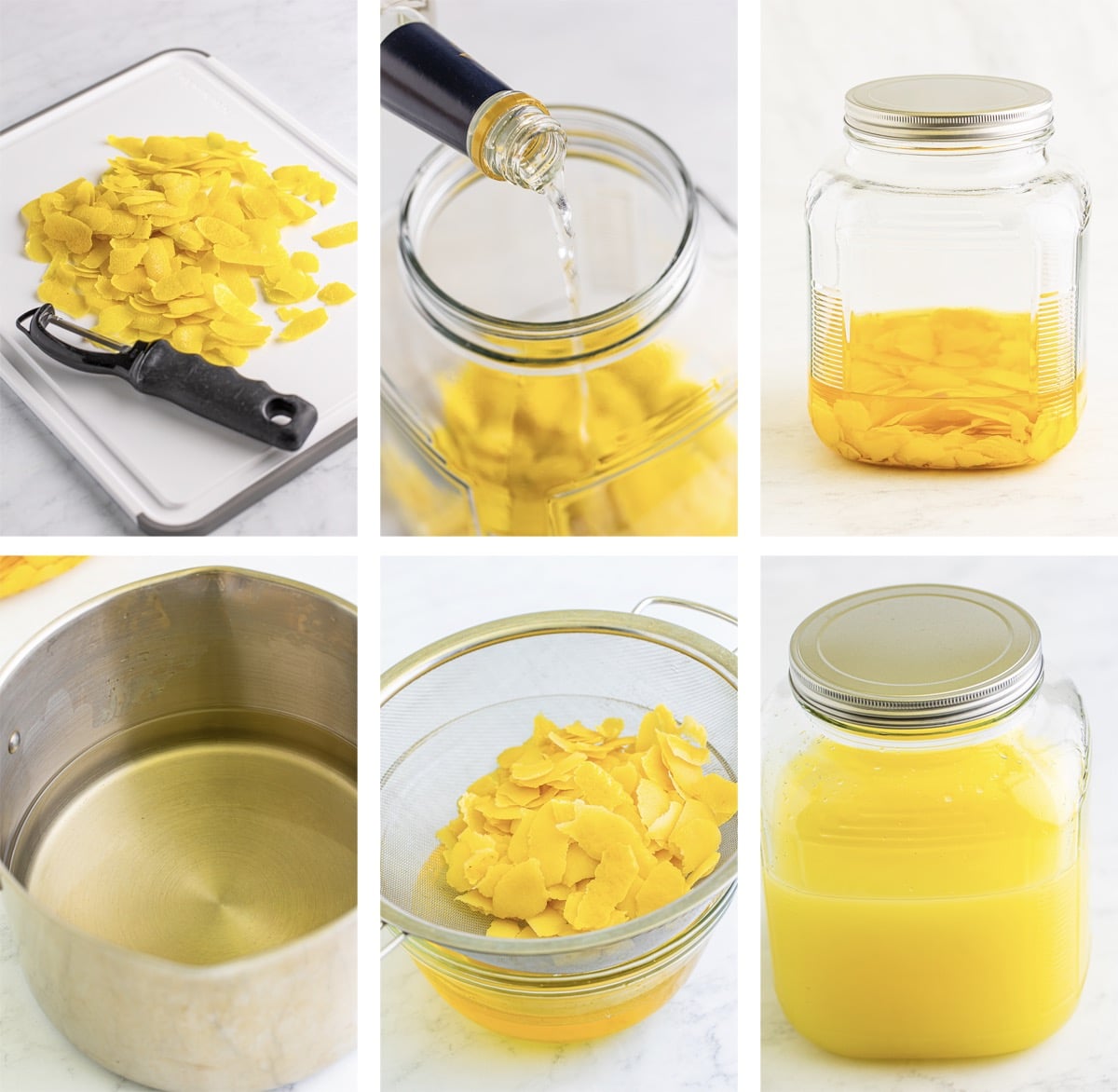collage of images showing how to make Homemade Limoncello