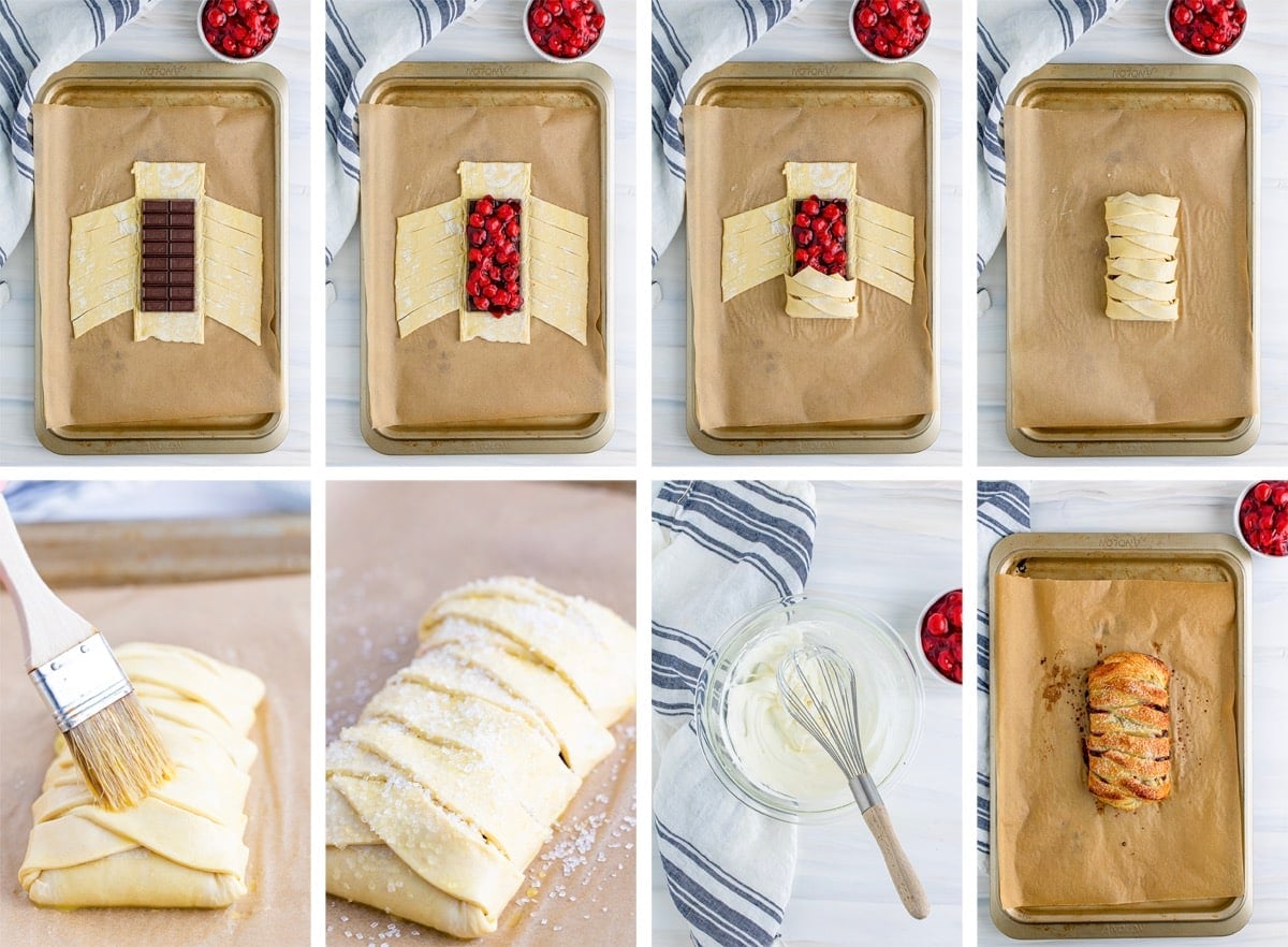 collage of images showing how to make Pastry Braid