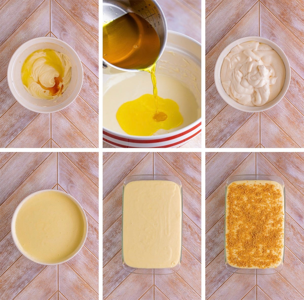 collage of images showing how to make the final steps of Woolworth Cake