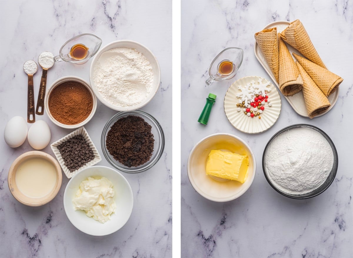 ingredients needed to make Christmas cupcakes