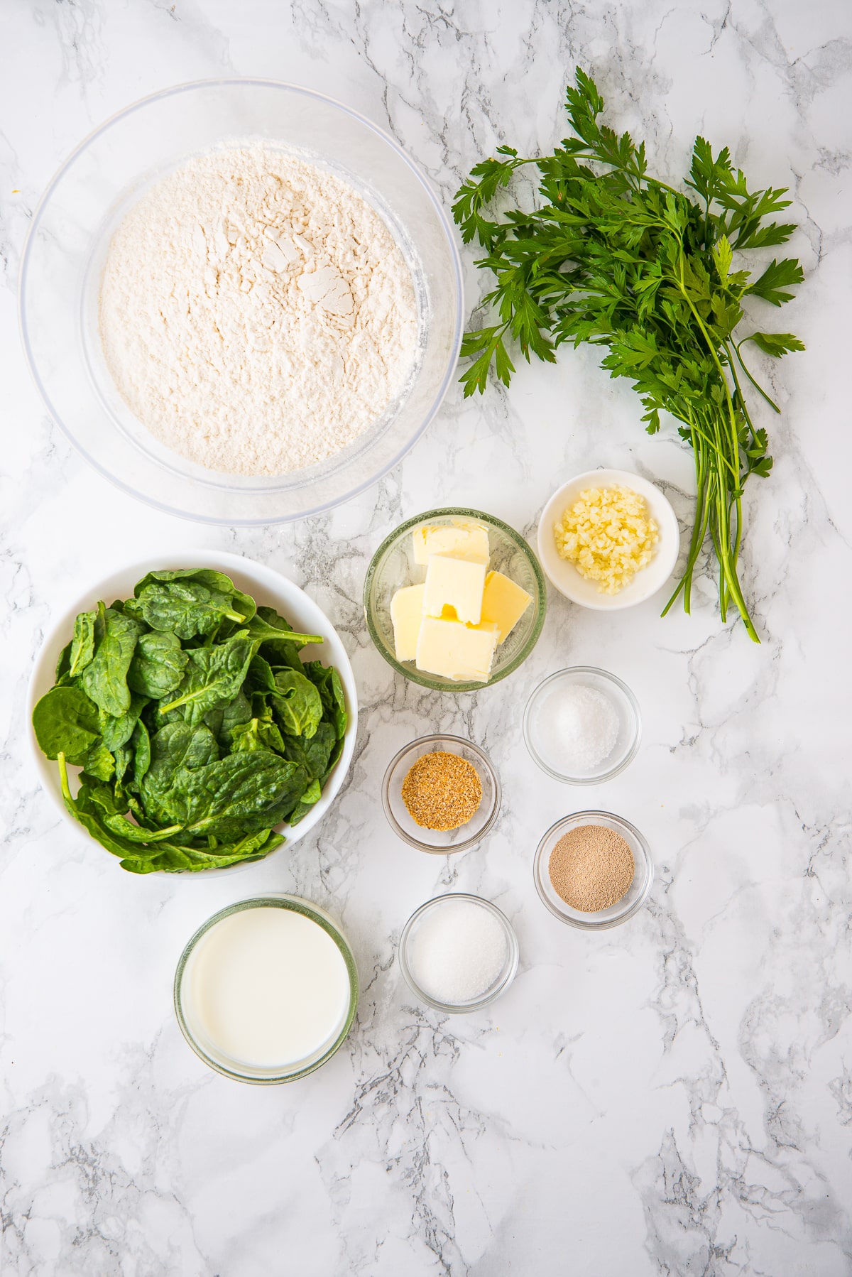 ingredients needed to make Christmas Tree Pull Apart Bread