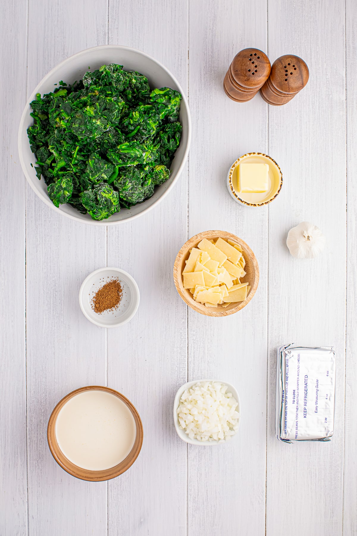 ingredients needed to make Creamed Spinach