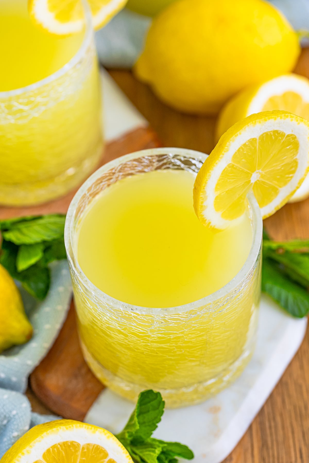 overhead image of Homemade Limoncello in a glass