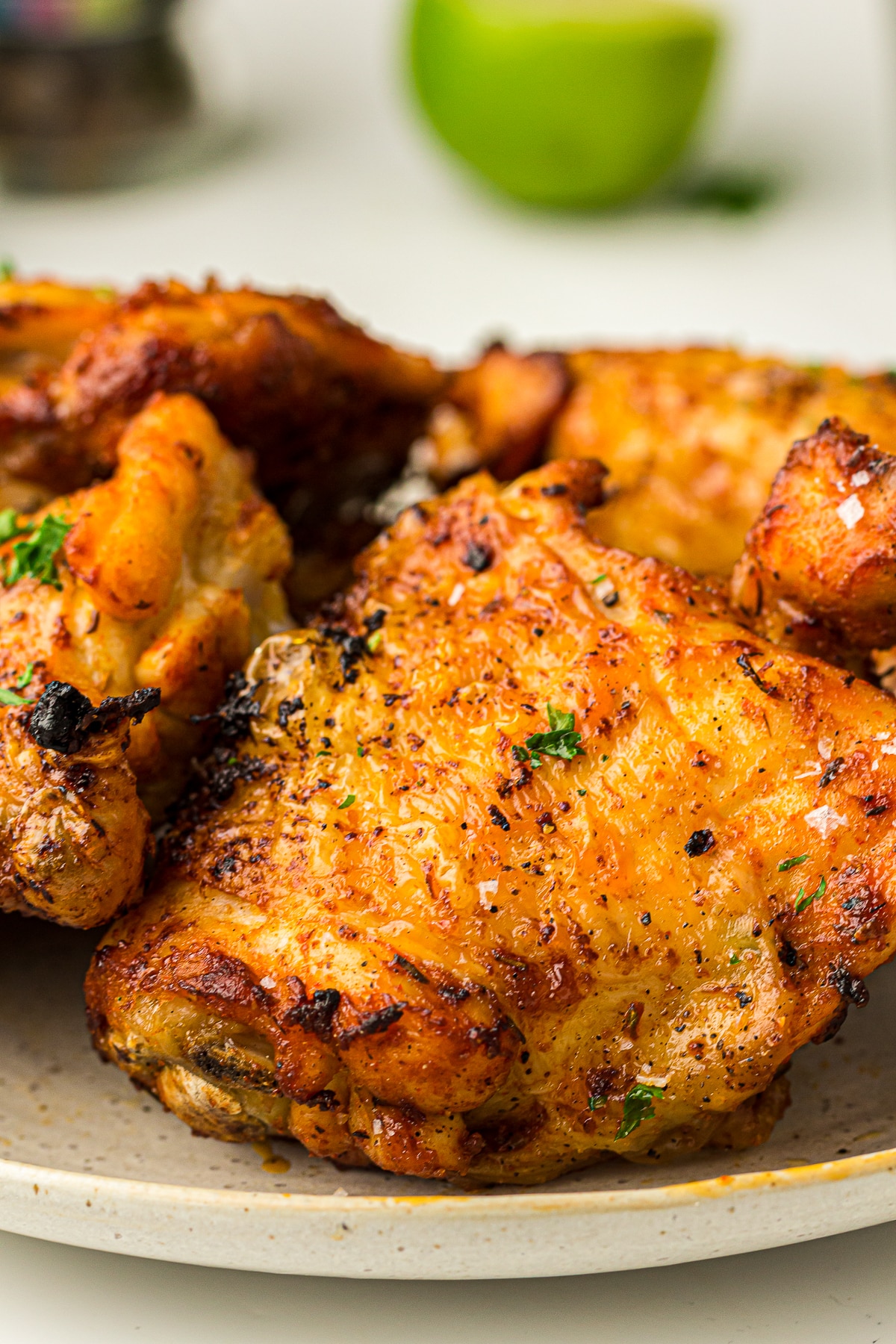 Air Fried Chicken Thigh served on a platter