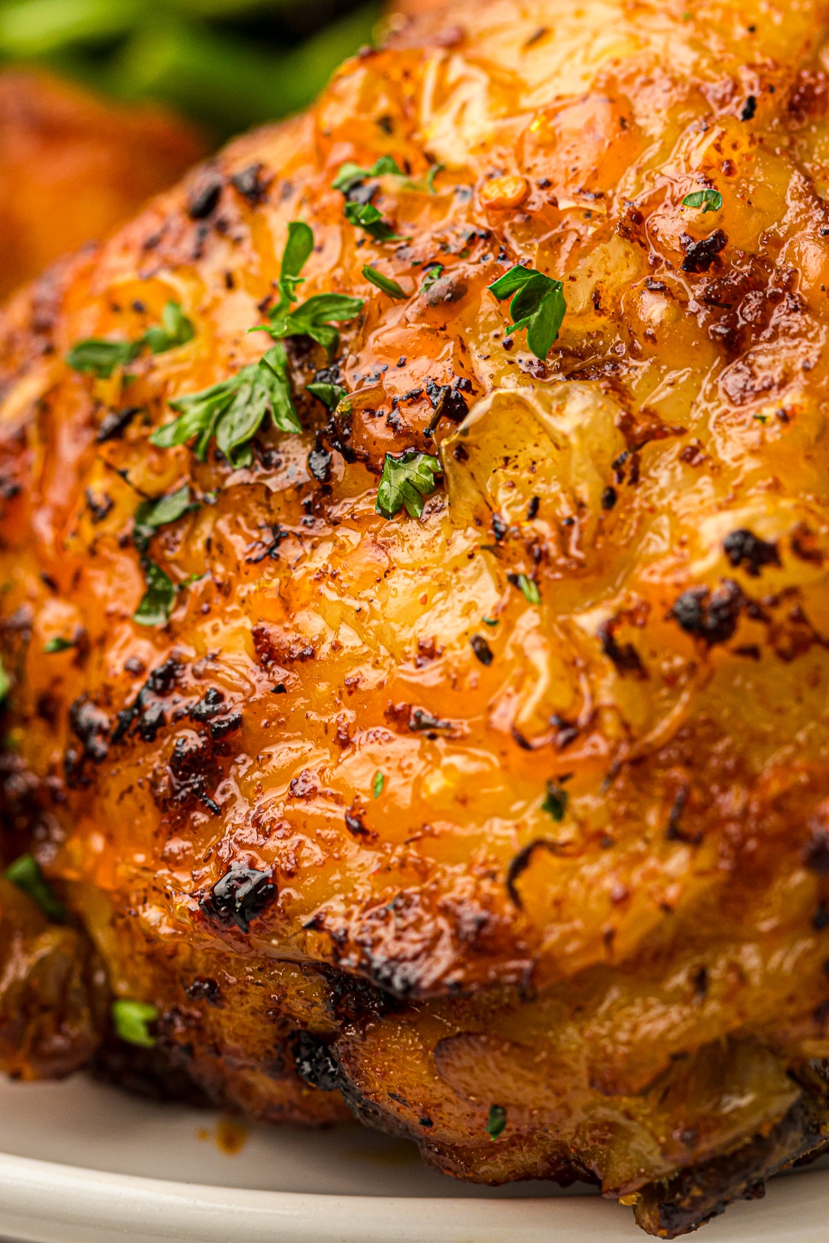 up close image of finished Air Fried Chicken Thigh