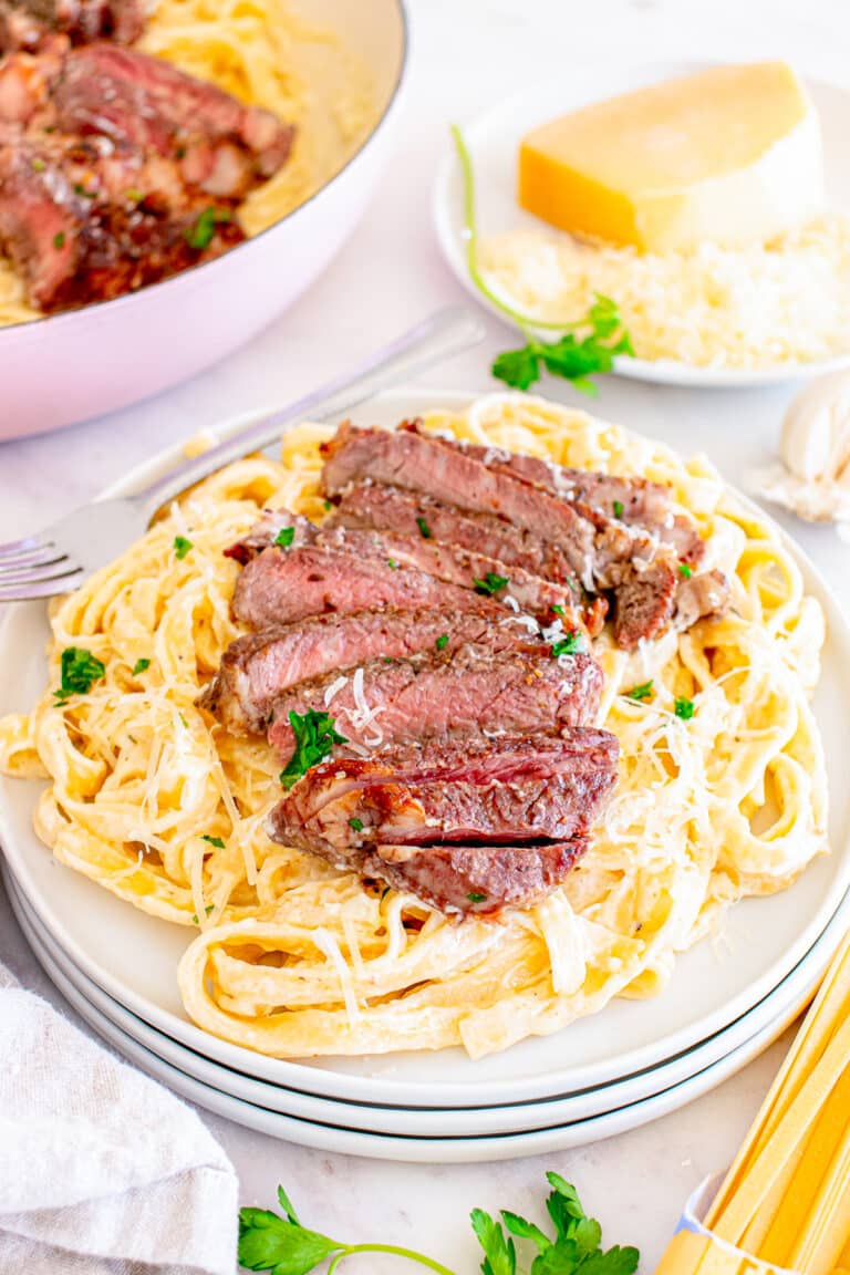 Homemade Steak Pasta Alfredo Recipe