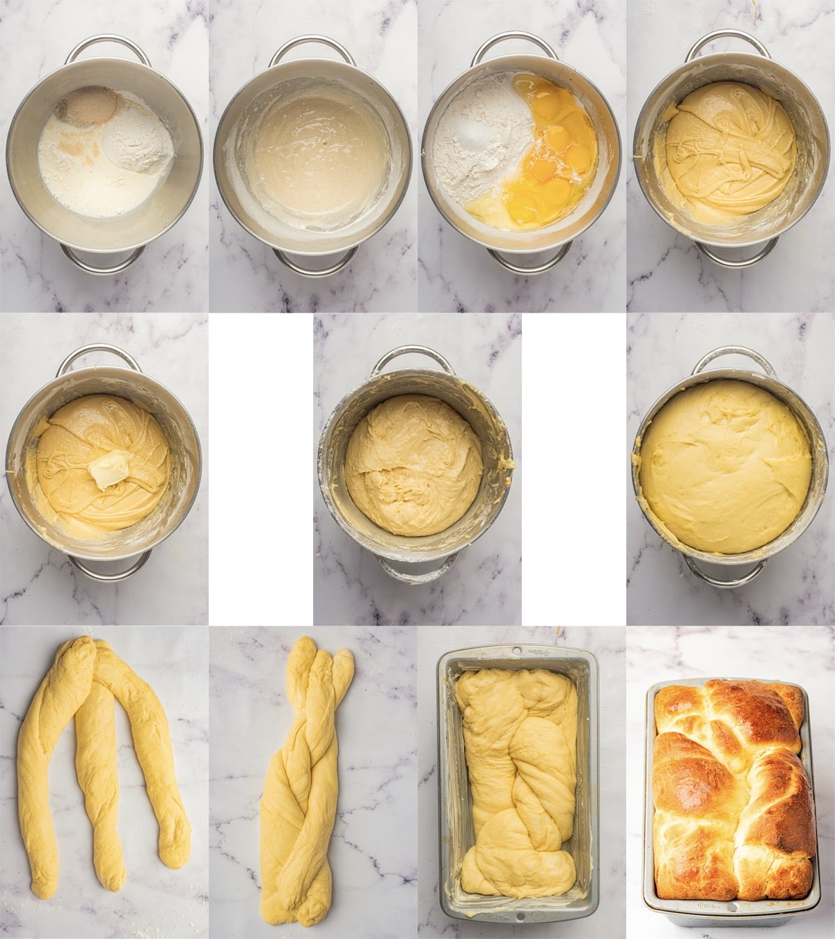 collage of images showing how to make Brioche bread