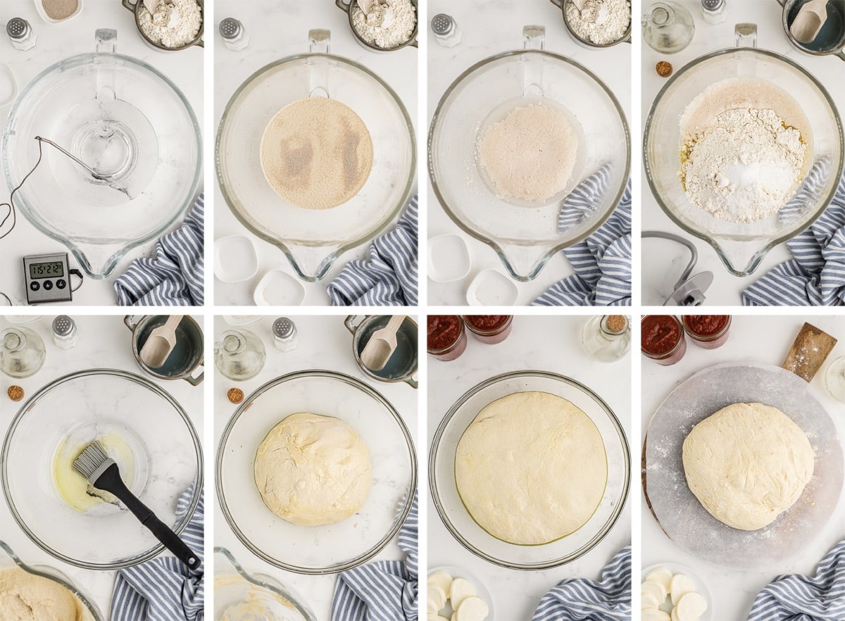 collage of images showing how to make Neapolitan Pizza Dough Recipe