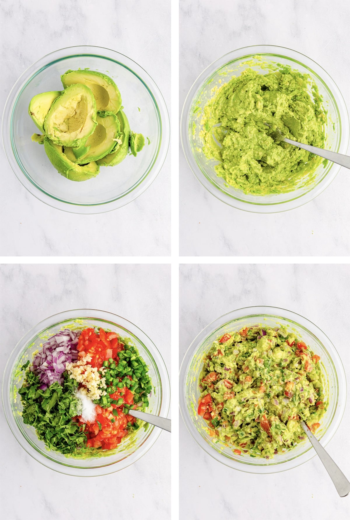 collage of images showing how to make guacamole