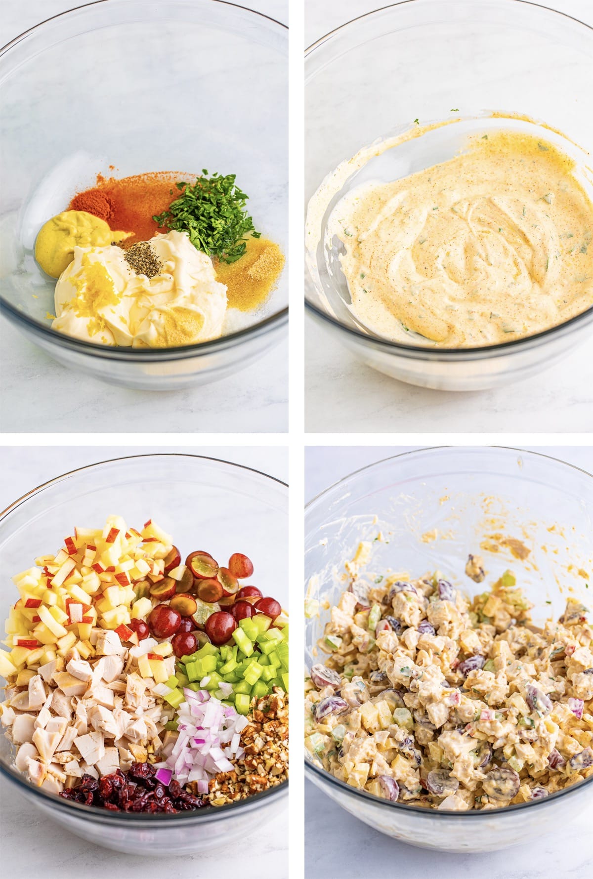 collage of images showing how to make Chicken Salad Recipe