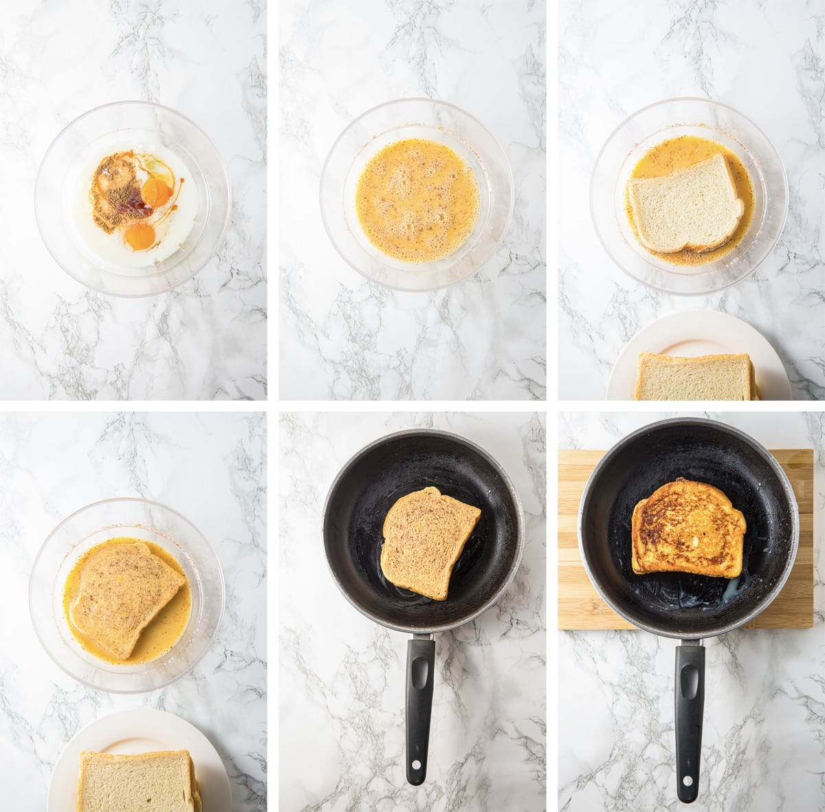collage of images showing how to make French toast recipe