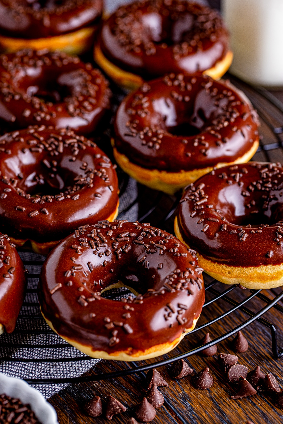 lots of Cake Donuts on wire rack