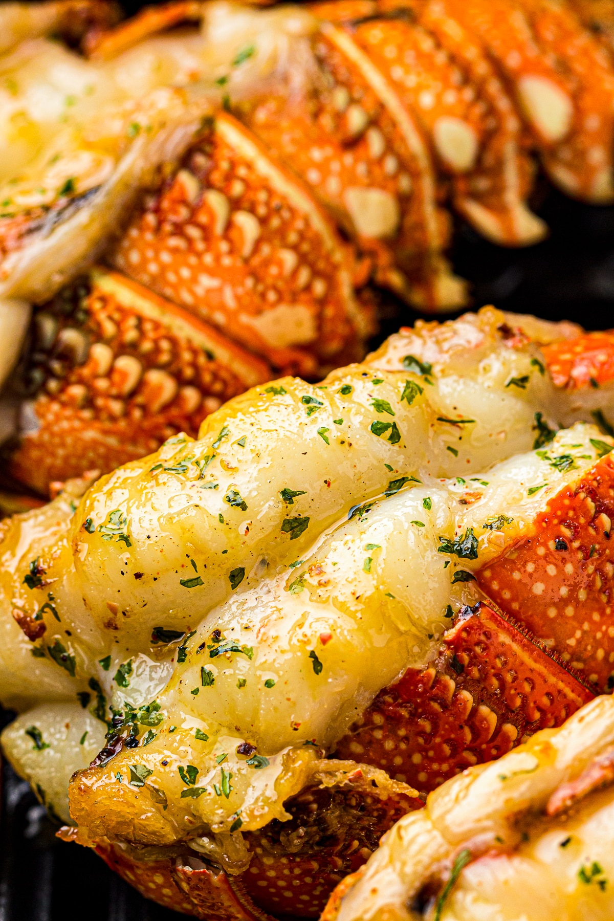 up close image of finished Air Fryer Lobster Tails