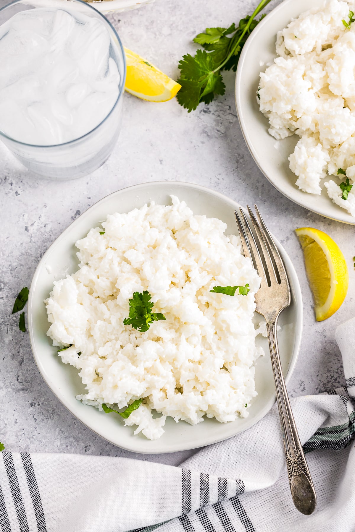 overhead image of Coconut Rice on serving plates