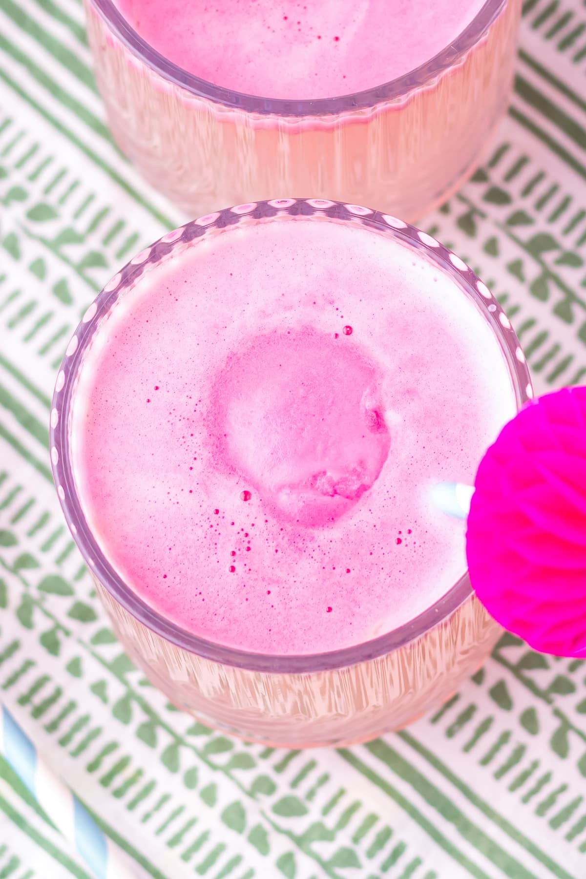up close overhead image of Pink Punch in glass