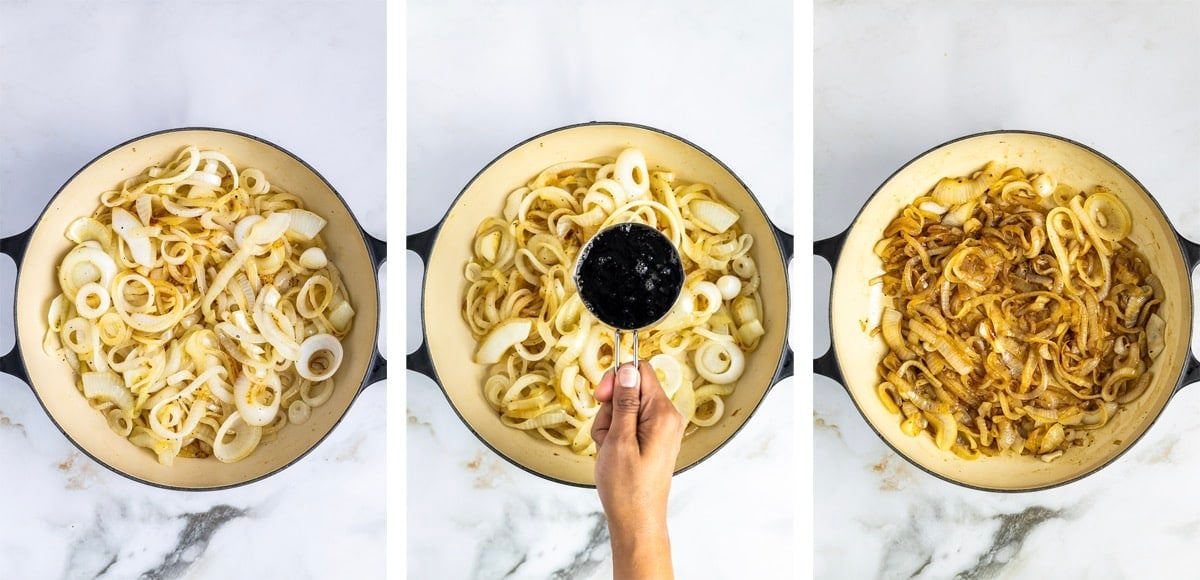 collage of images showing how to make Coca Cola Onions