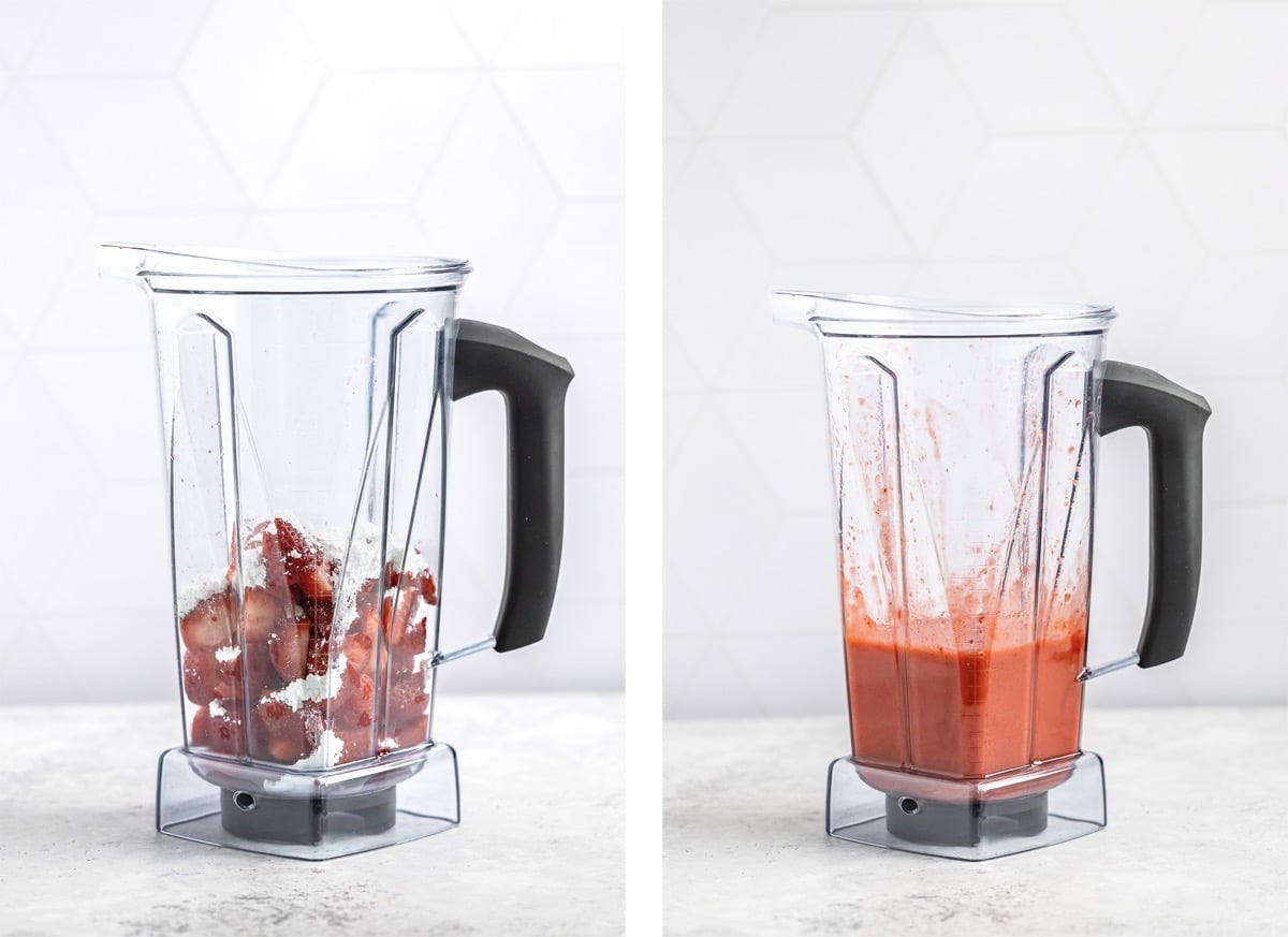 collage of images showing how to make Strawberry Sauce Recipe