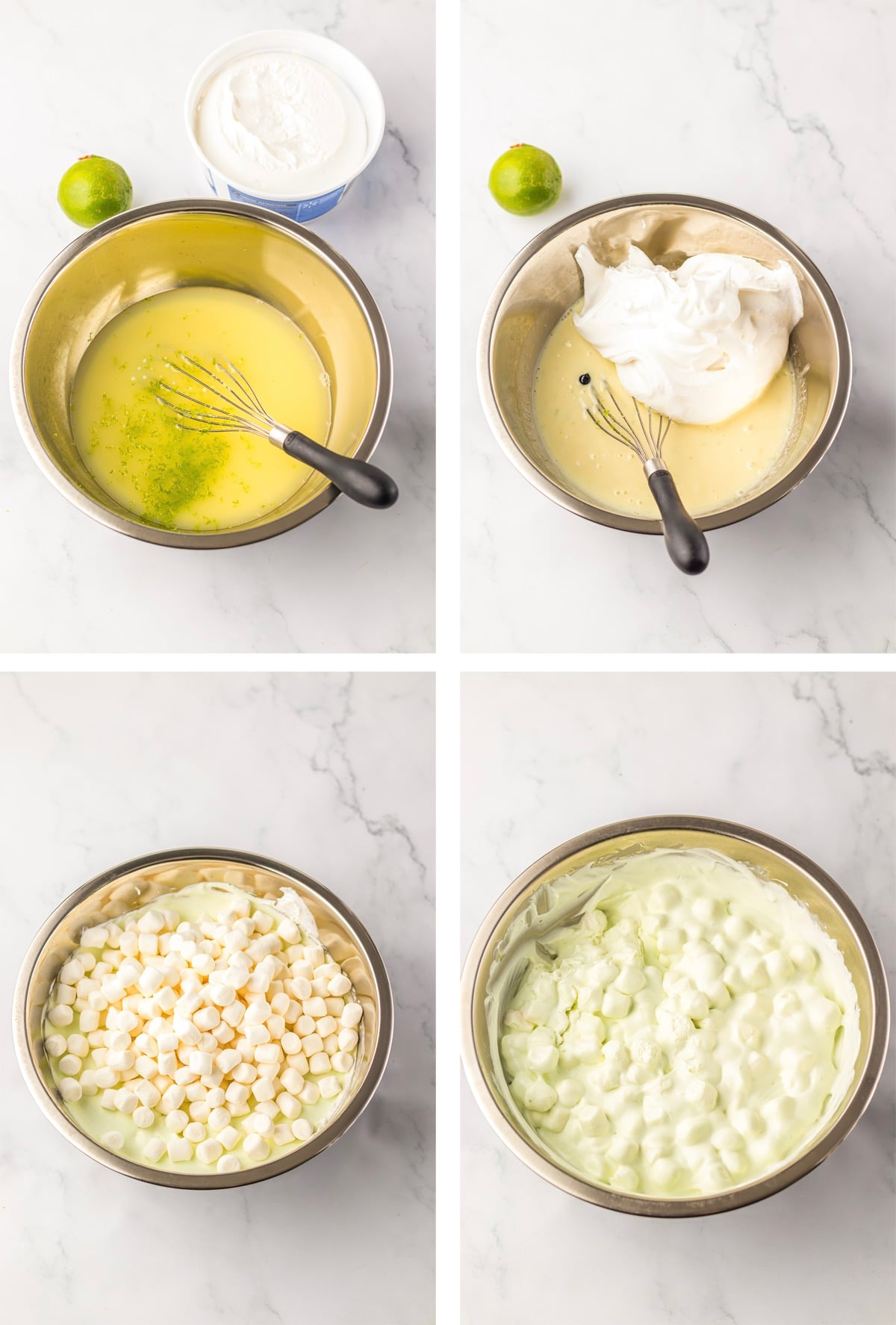 collage of images showing how to make fluff salad
