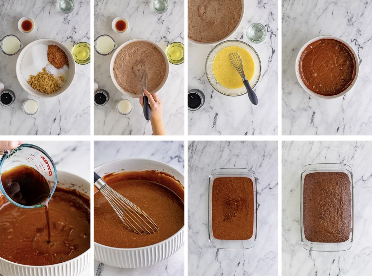 collage of images showing how to make the cake for Bumpy Cake