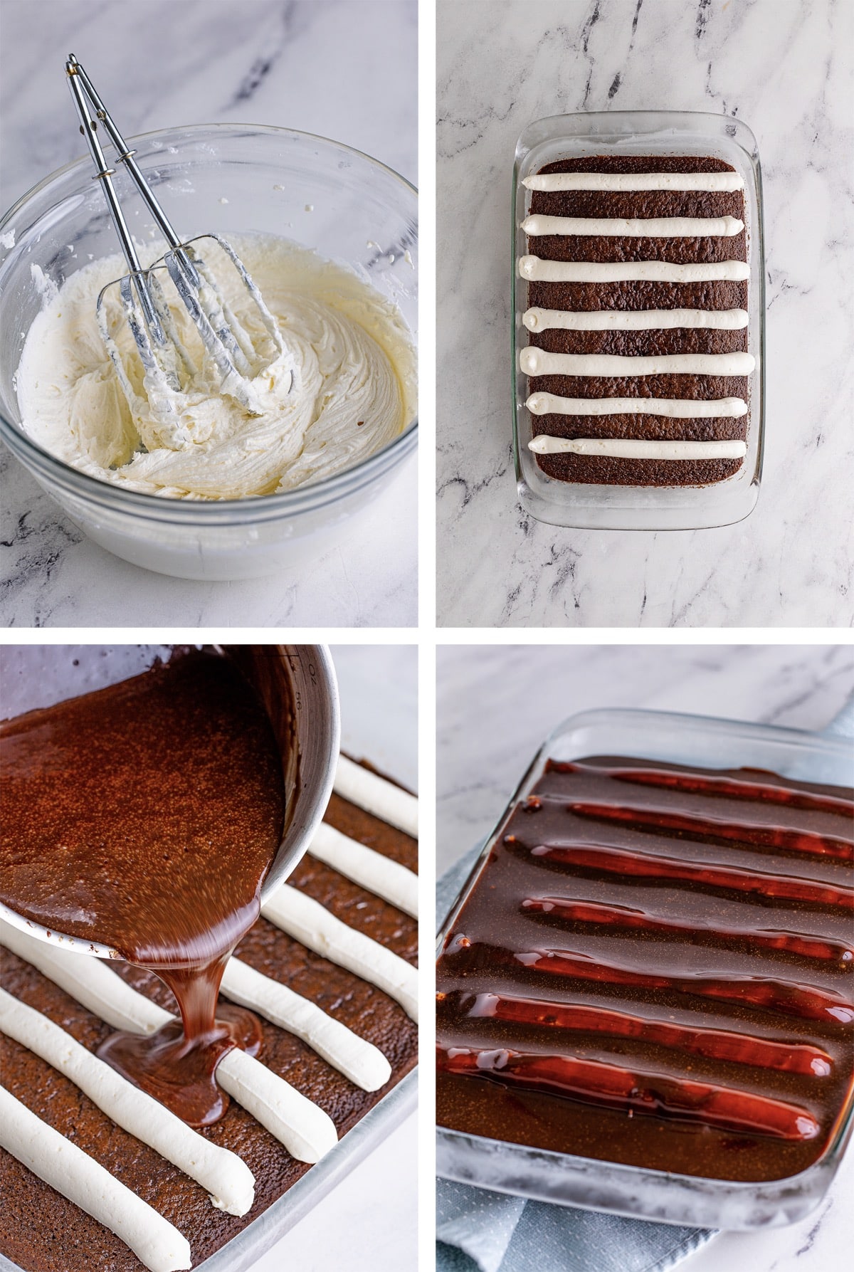 collage of images showing how to make the toppings for Bumpy Cake