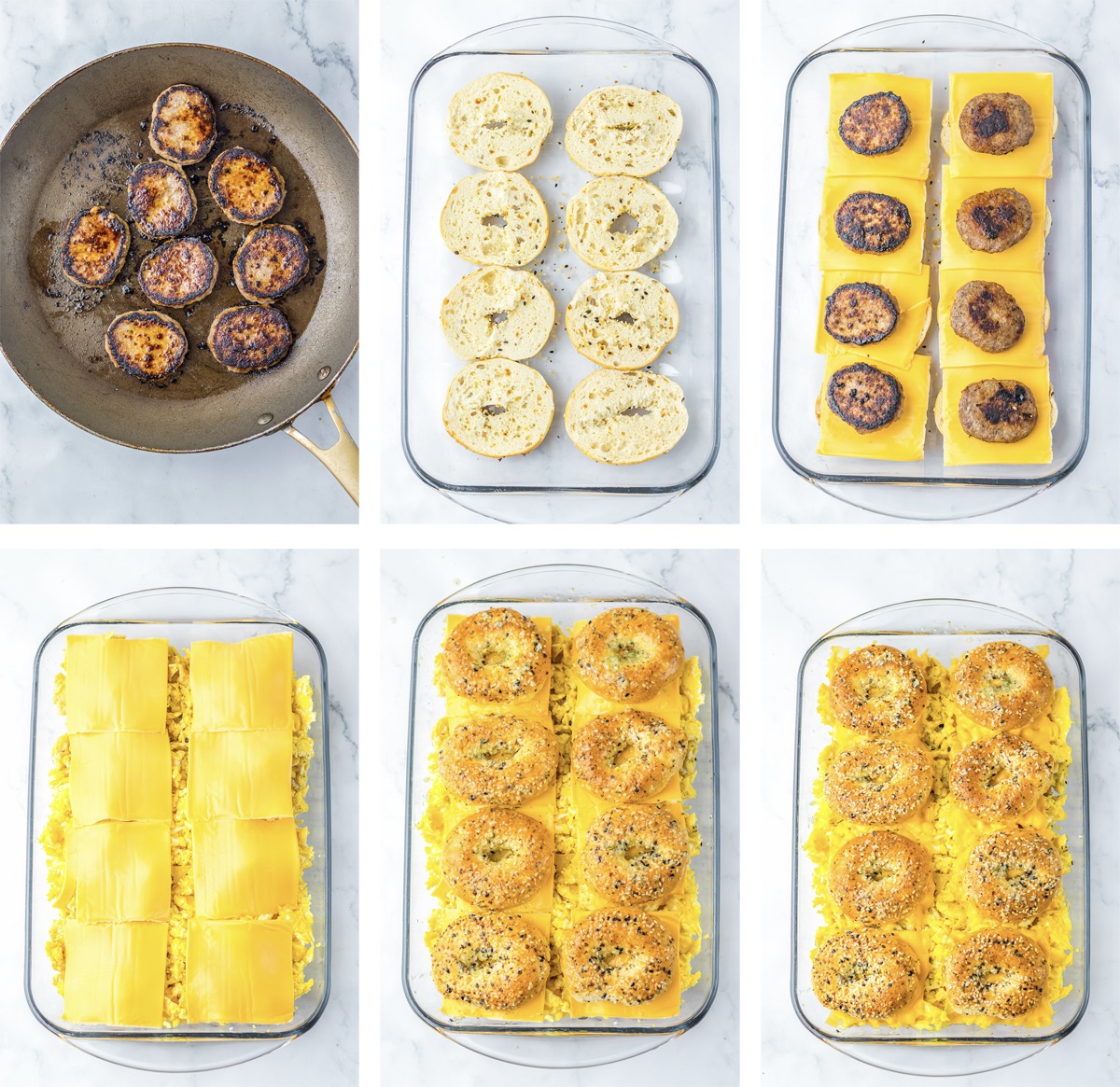 collage of images showing how to make Breakfast Sliders
