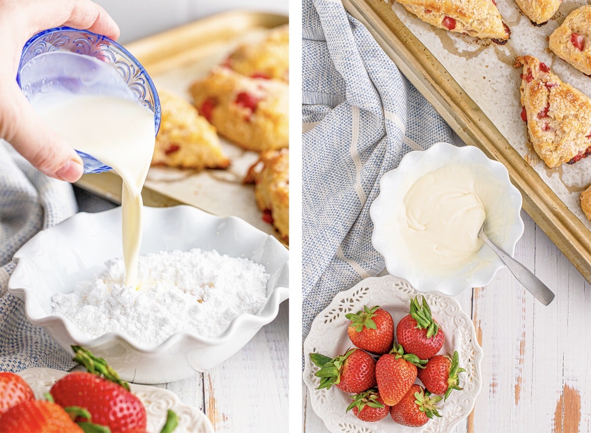 how to make the glaze for Strawberry Scones