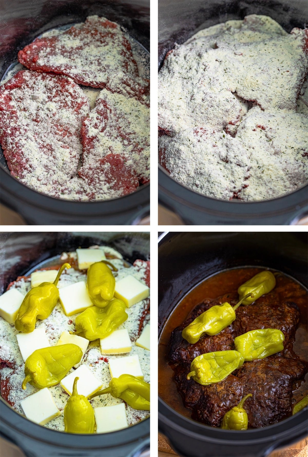 collage of images showing how to make Beef Cubed Steaks