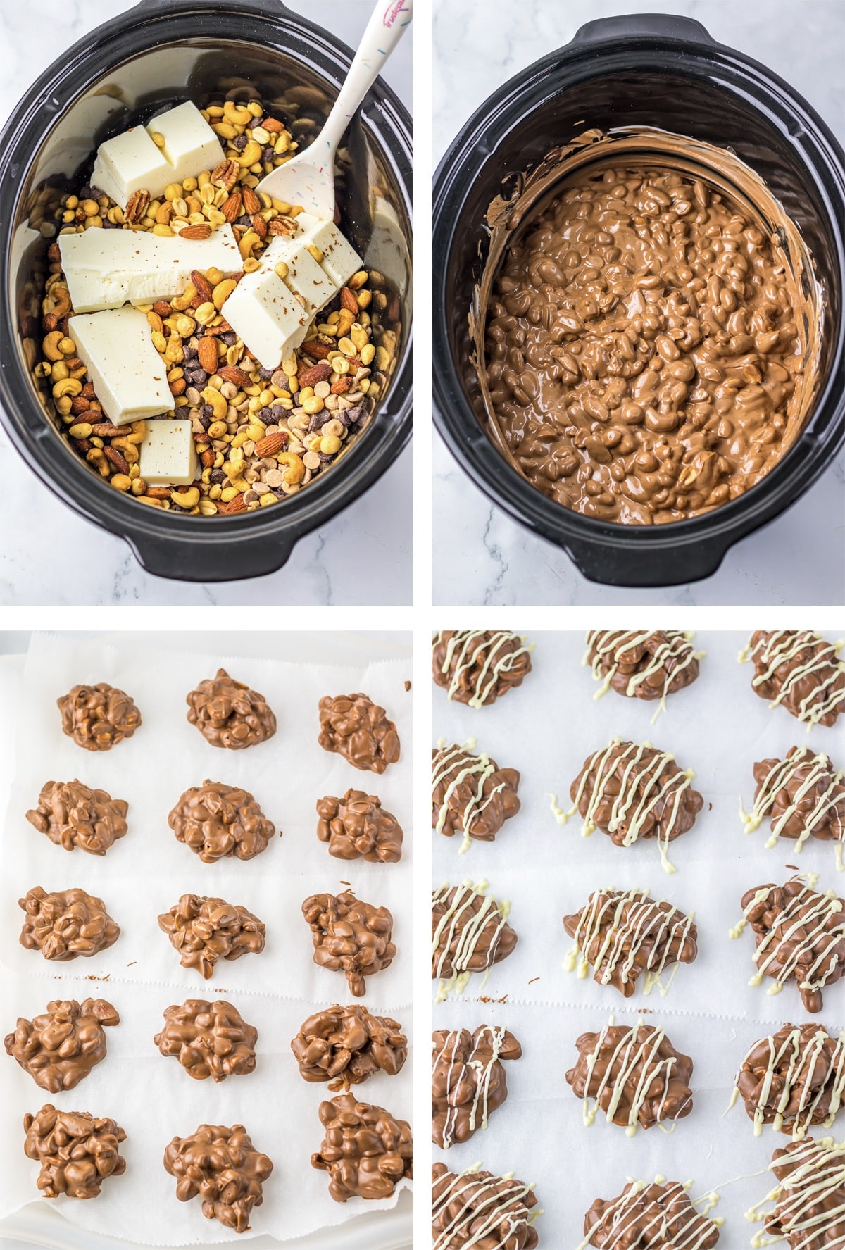 collage of images showing how to make Nut Clusters