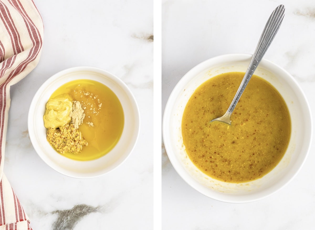 collage of images showing how to make Honey Mustard Dressing Recipe