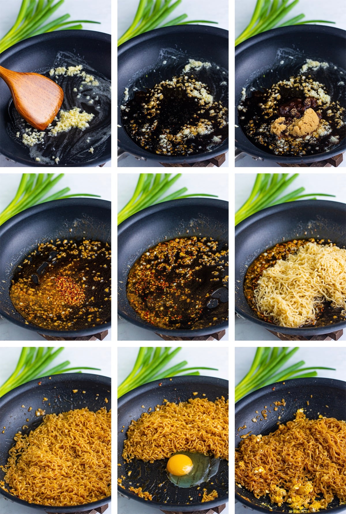 collage of images showing how to make Tik Tok Ramen