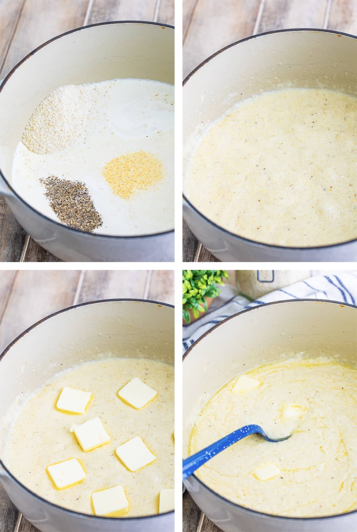 collage of images showing how to make grits