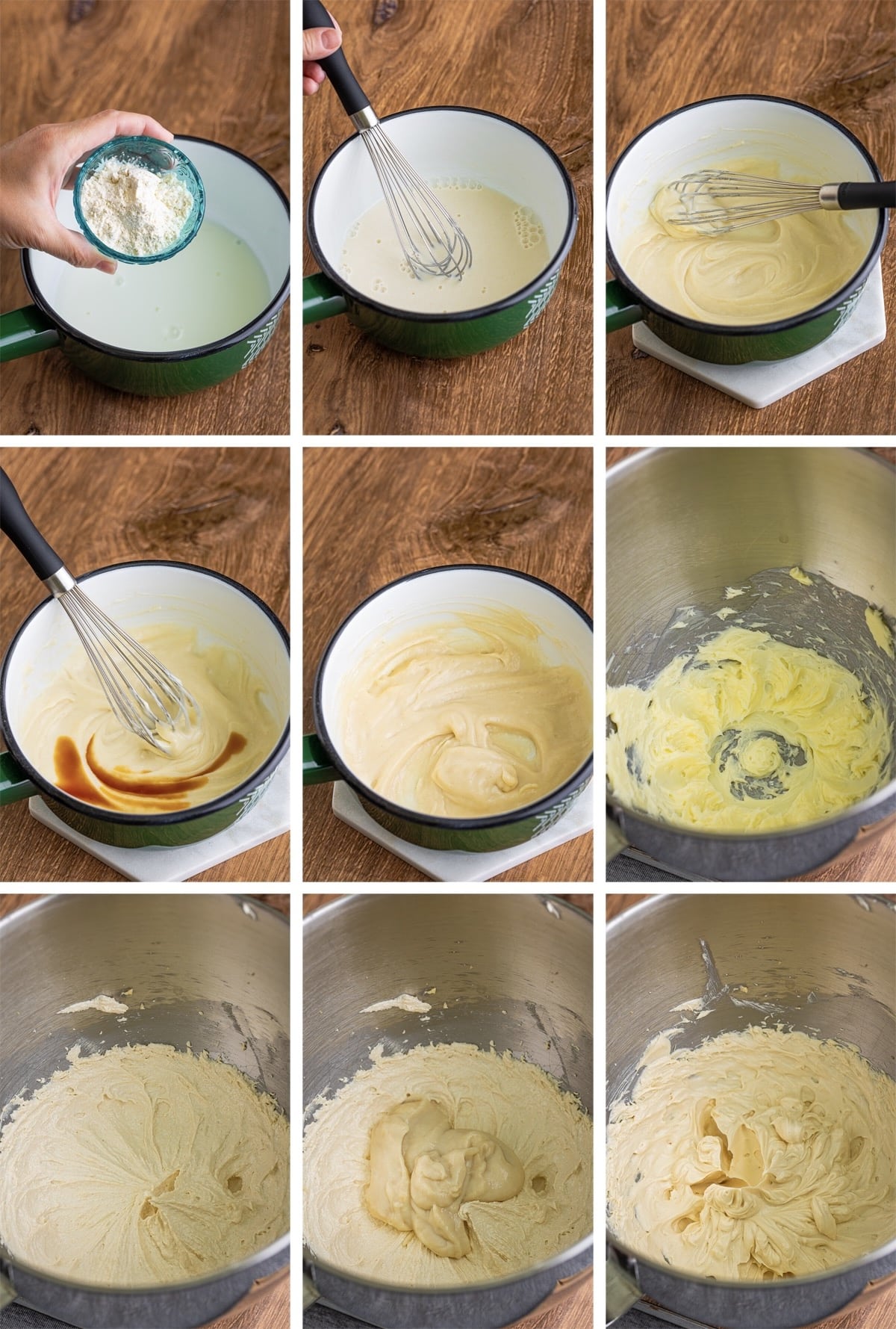 collage of images showing how to make Brown Sugar Frosting