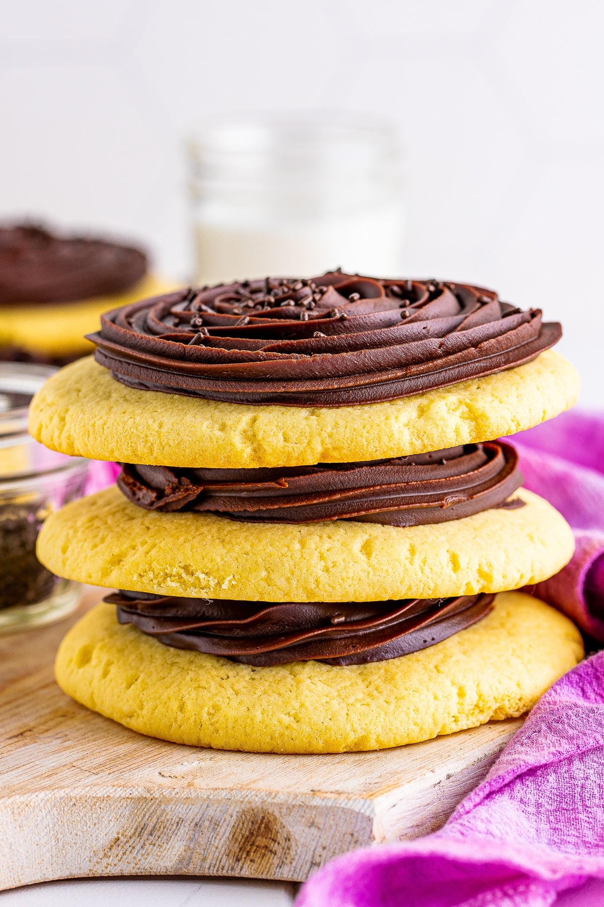 3 Chocolate Cupcake Cookies stacked on top of each other