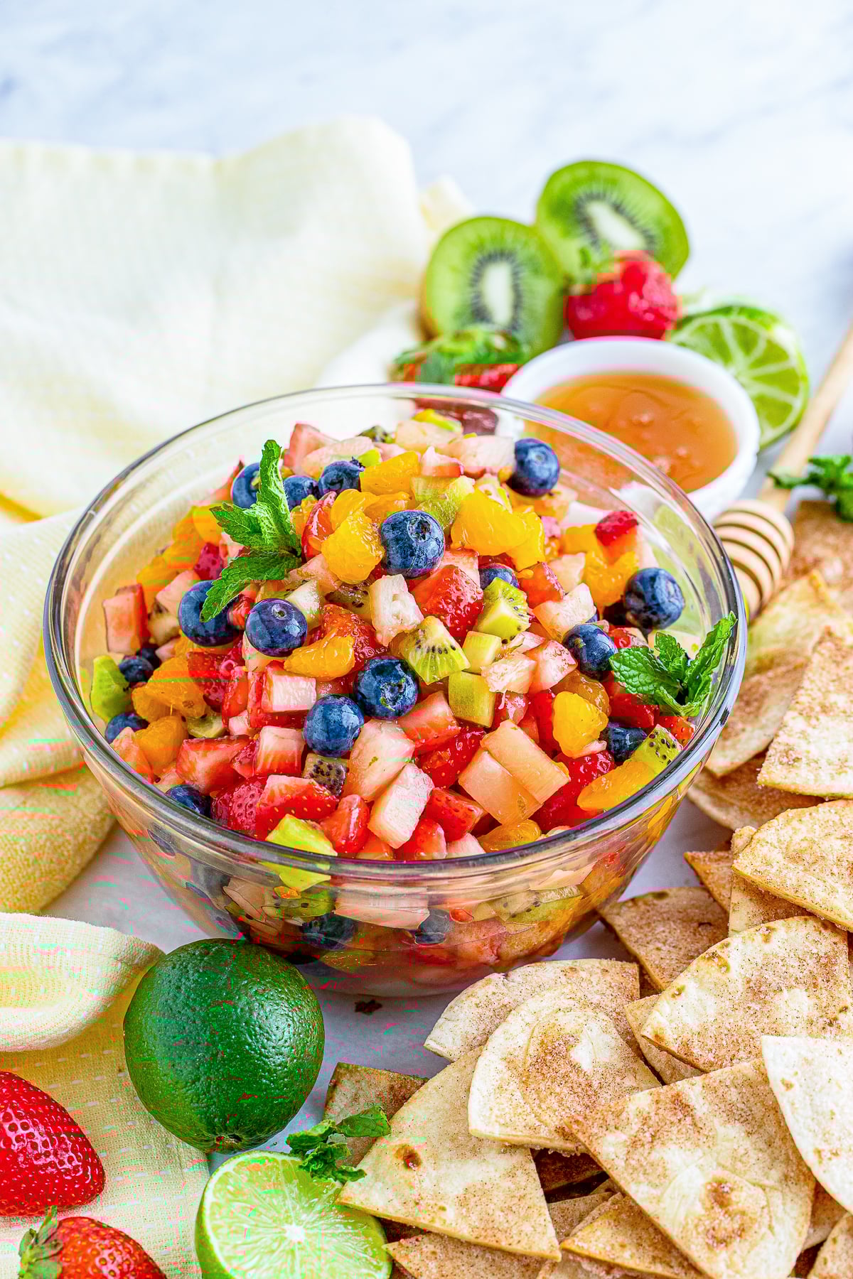 fruit salsa served in a glass bowl