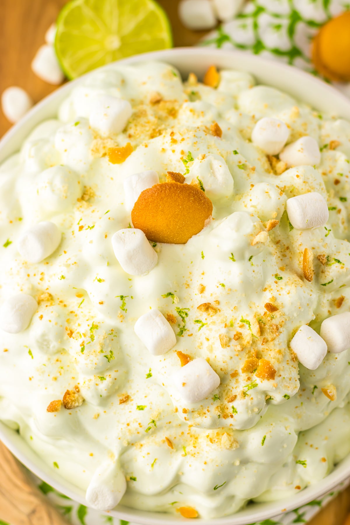 overhead up close image of fluff salad